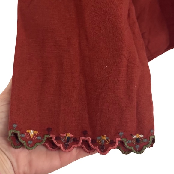 Zara Rust Embroidered Boho Blouse XS NWT - Picture 4 of 10